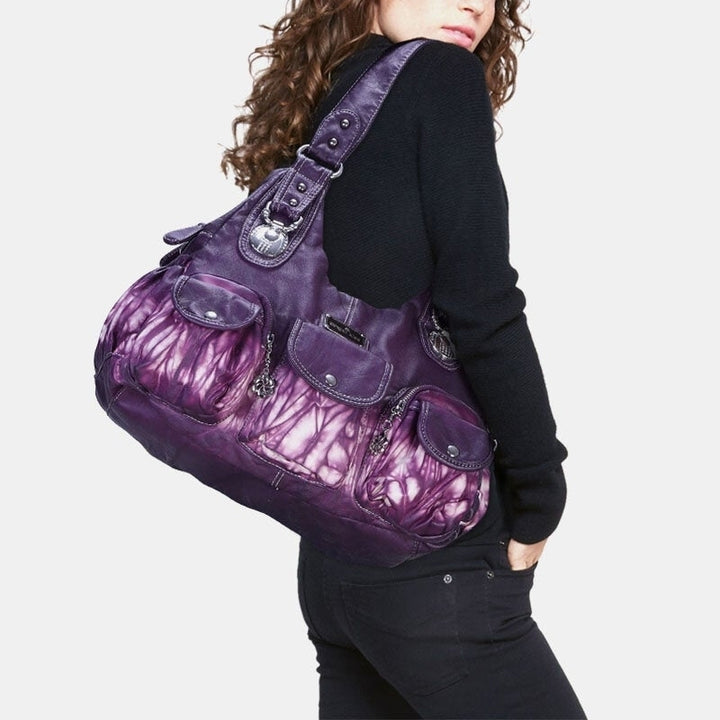 Women Multi-Pocket Crossbody Bag Tie Dye Shoulder Bag Image 6