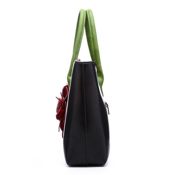 Women PU Leather Flower Decoration Elegant Handbag Sling National Style Tote Bag Image 2