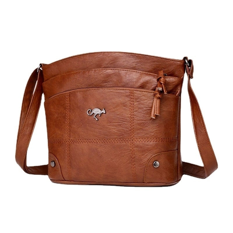 Women PU Leather Large Capacity 6.3 Inch Multi-pocket Phone Soft Crossbody Shoulder Bag Image 1