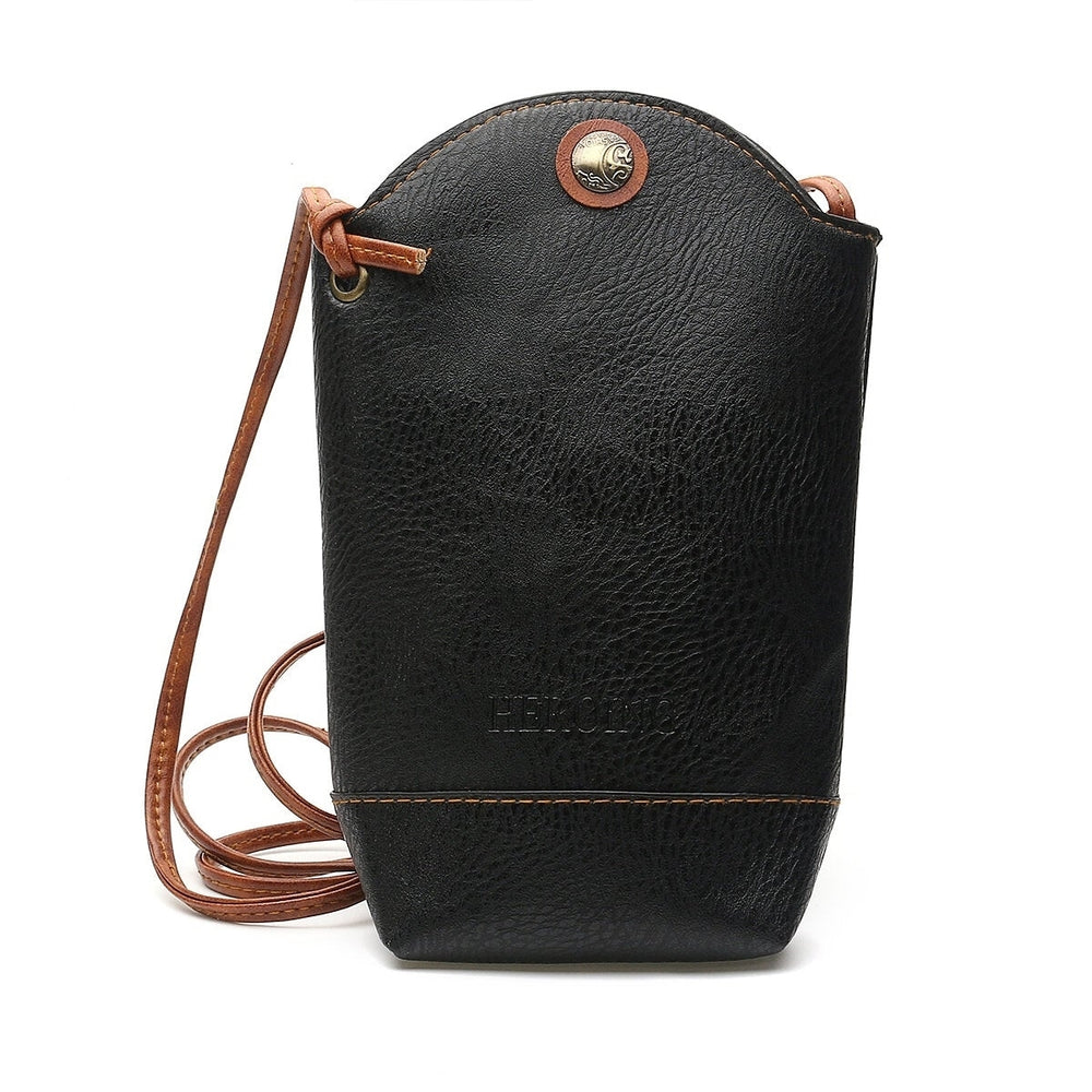 Women PU Leather Large Capacity Crossbody Solid Color 6.5 Inch Phone Shoulder Bag Image 2