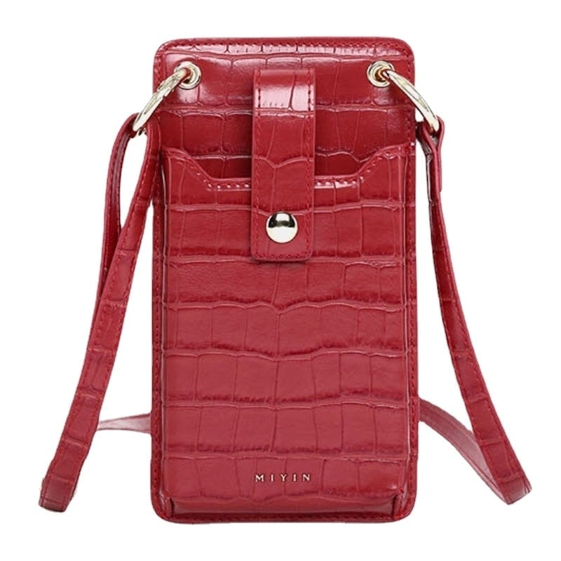 Women PU Leather Multi-Card Slots Alligator Pattern 6.5 Inch Phone Card Hold Crossbody Bag Image 1