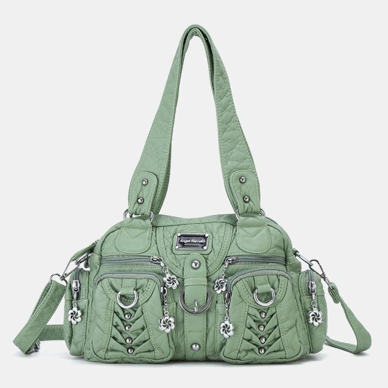 Women PU Leather Multi-carry Solid Color Fashion Casual Shoulder Crossbody Bag Handbag Image 1