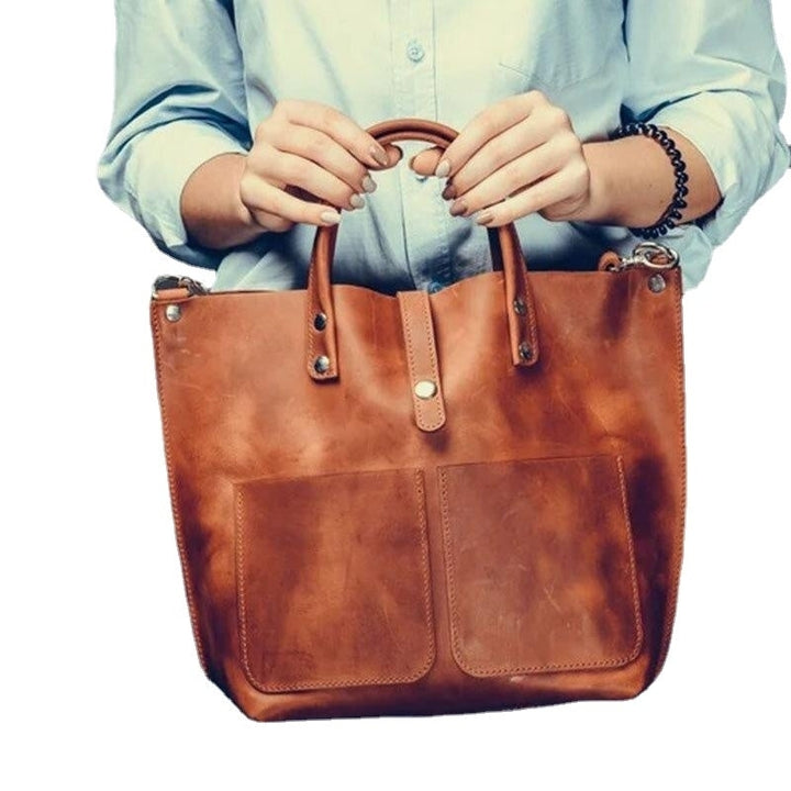 Women Vintage Large Capacity Waterproof Faux Leather Crossbody Bag Casual Handbag Image 4