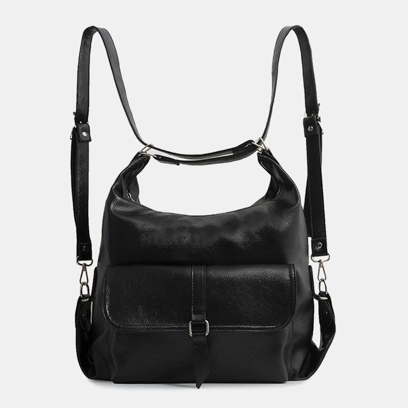 Women Vintage PU Leather Multifunction Large Capacity Backpack Multi-Carry Crossbody Bag- PPT Image 8