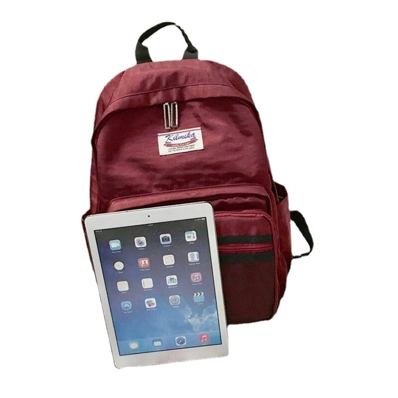 Women Solid Backpack Casual Large Capacity Multi-Pocket School Bag Backpack Image 2