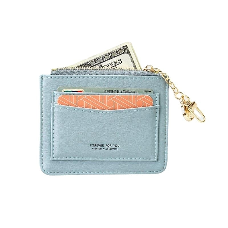 Women Solid 5 Card Slots Hardware Mini Wallet Purse Image 8
