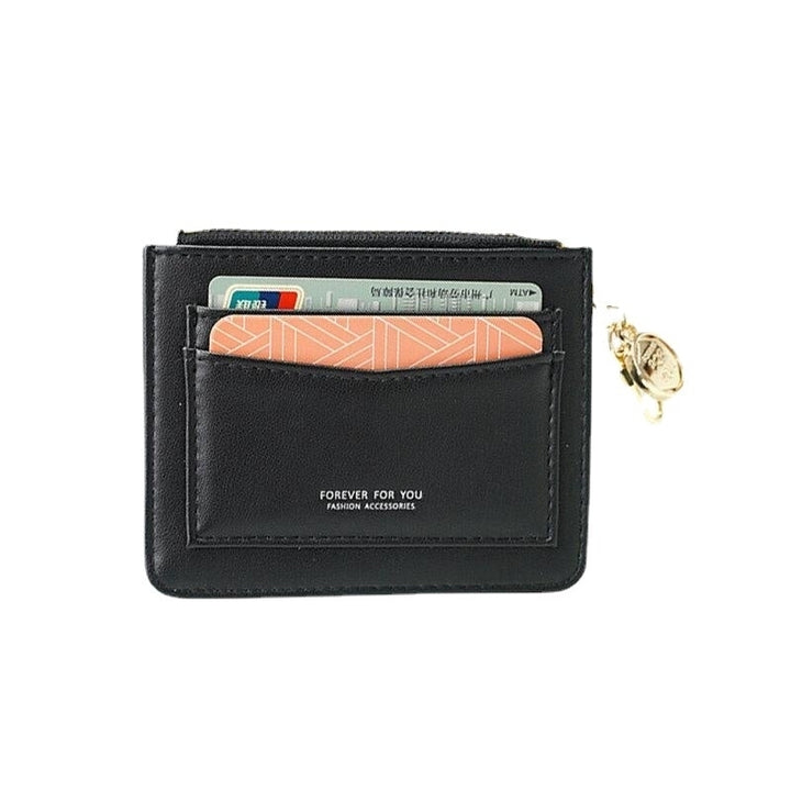 Women Solid 5 Card Slots Hardware Mini Wallet Purse Image 10