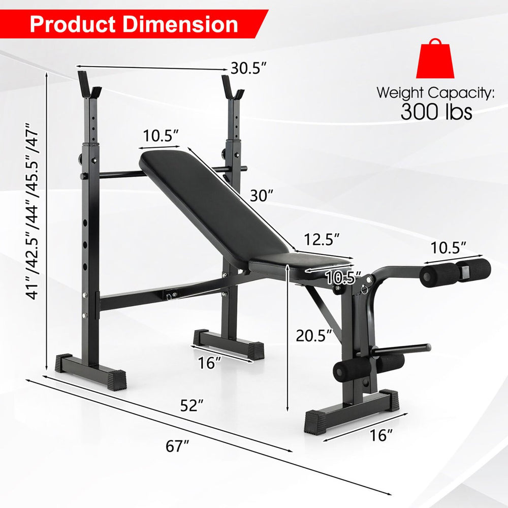Adjustable Incline Weight Bench Barbell Rack Set w/ Leg Developer Fitness Machine Image 2