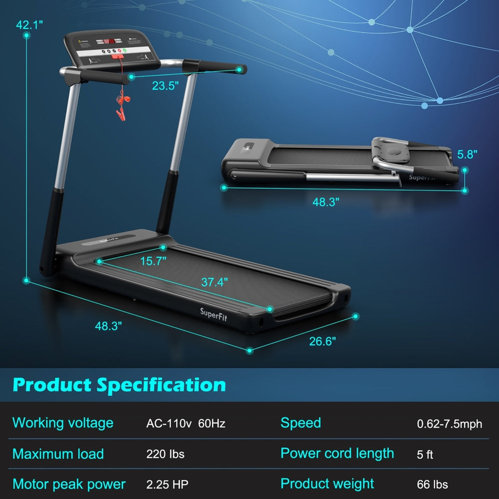 2.25HP Folding LED Treadmill Electric Running Walking Machine w/ APP Control Gym Image 2