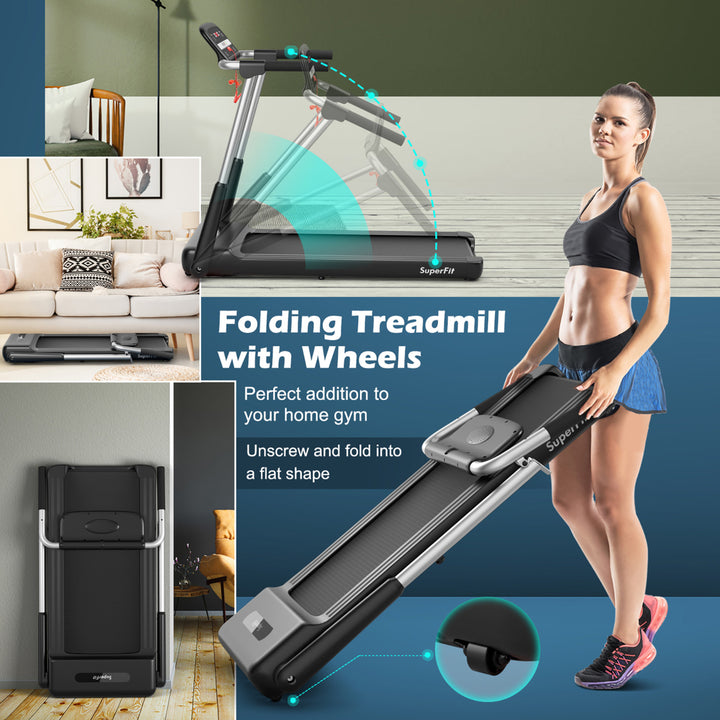 2.25HP Folding LED Treadmill Electric Running Walking Machine w/ APP Control Gym Image 9