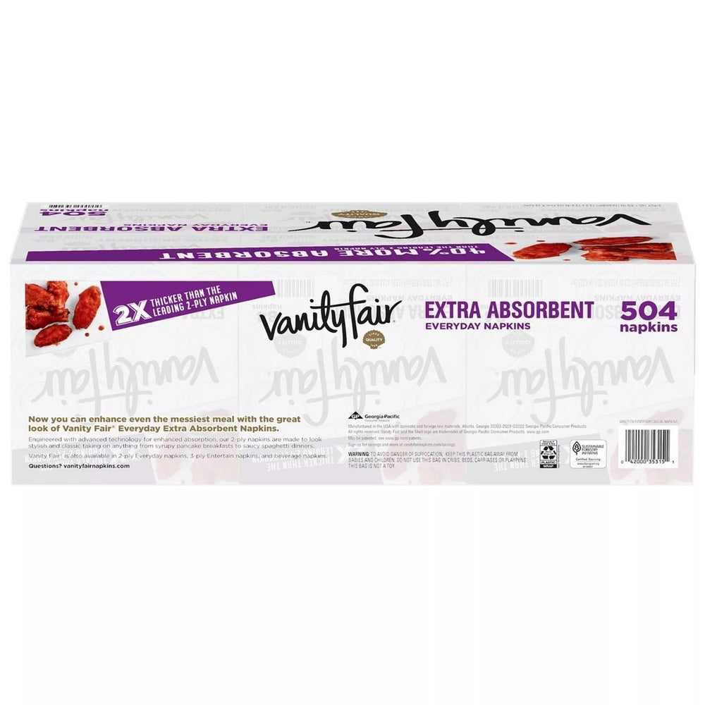 Vanity Fair Extra Absorbent Disposable Paper NapkinsWhite (504 Count) Image 2
