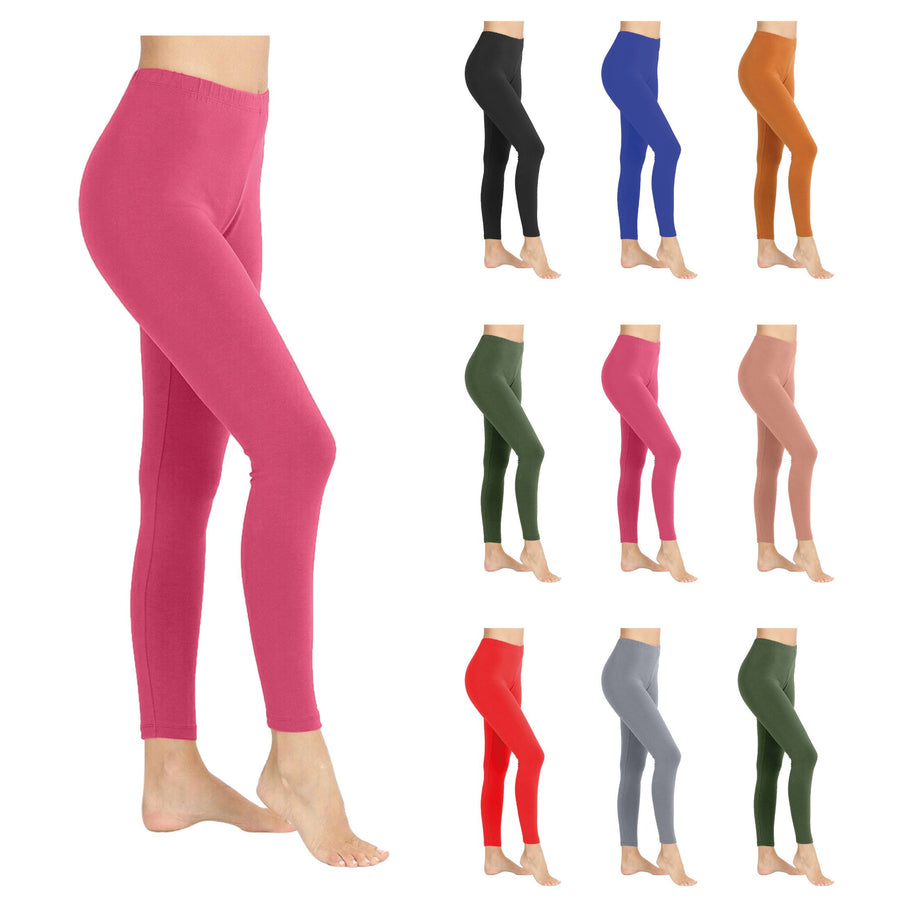 2-Pack: Ladies Solid High Waisted Soft Gym Yoga Sports Yummy Leggings Image 1