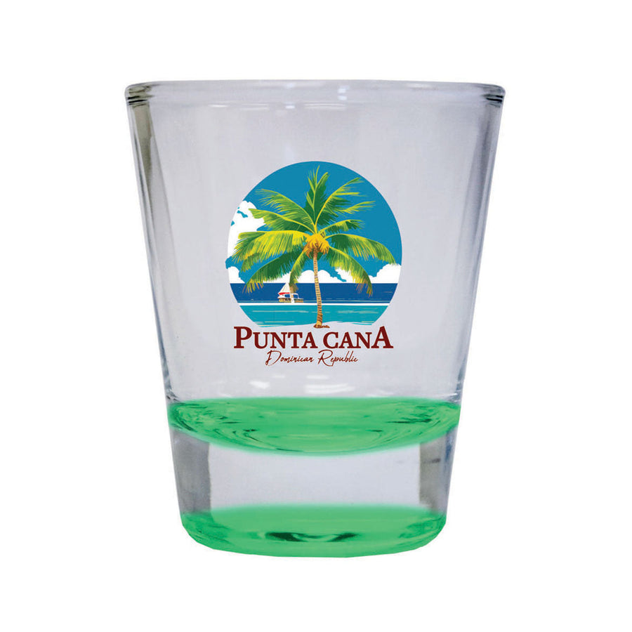 Punta Cana Dominican Republic Souvenir 1.5 Ounce Shot Glass Round PALM green Image 1