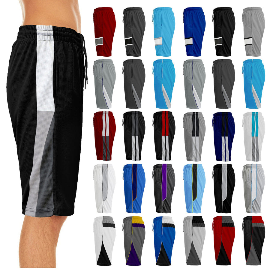 5-Pack: Mens Active Summer Athletic Mesh Moisture-Wicking Performance Shorts Image 1