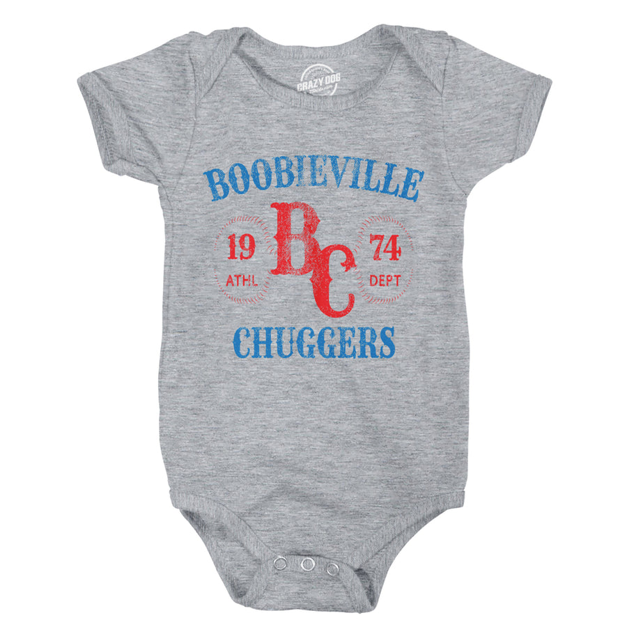 Boobieville Chuggers Baby Bodysuit Funny Breast Feeding Baseball Team Joke Jumper For Infants Image 1