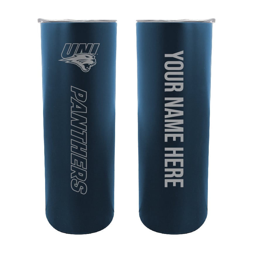 Northern Iowa Panthers Etched Custom NCAA Skinny Tumbler - 20oz Personalized Stainless Steel Insulated Mug Image 2