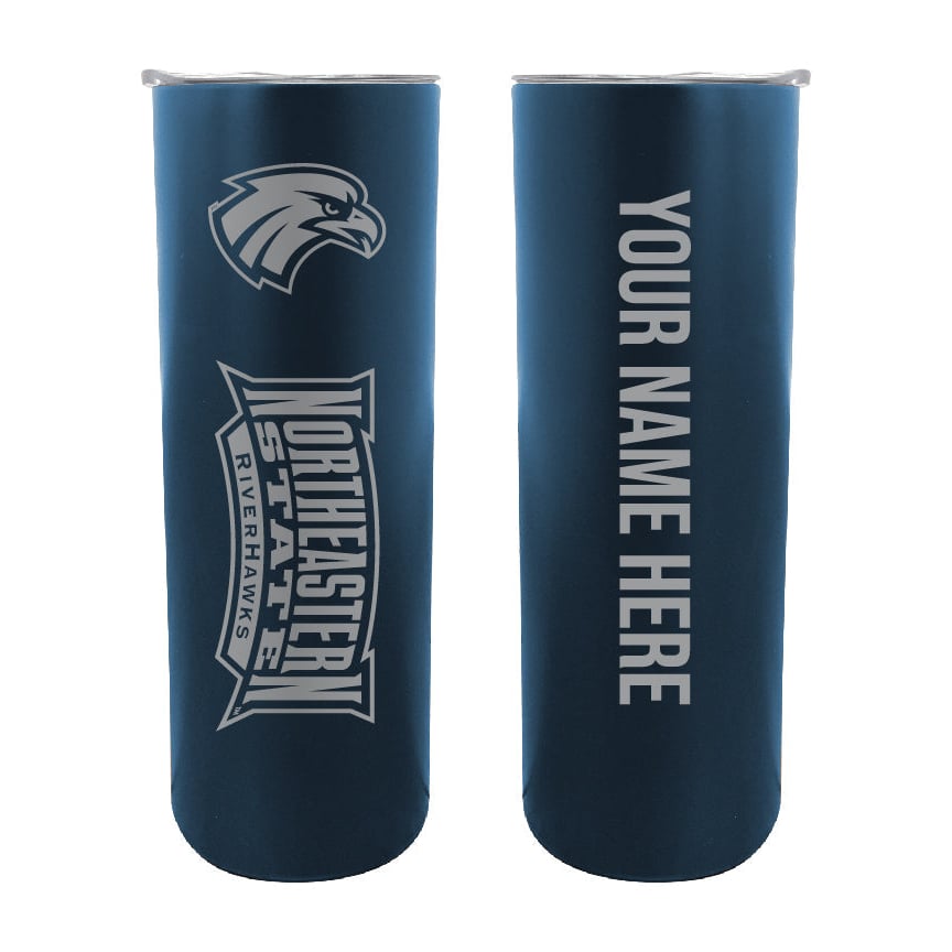 Northeastern State University Riverhawks Etched Custom NCAA Skinny Tumbler - 20oz Personalized Stainless Steel Insulated Image 2