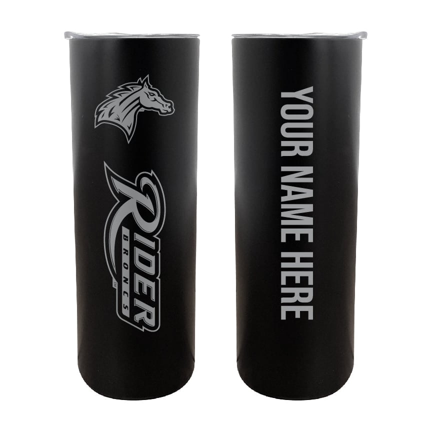 Rider University Broncos Etched Custom NCAA Skinny Tumbler - 20oz Personalized Stainless Steel Insulated Mug Image 1
