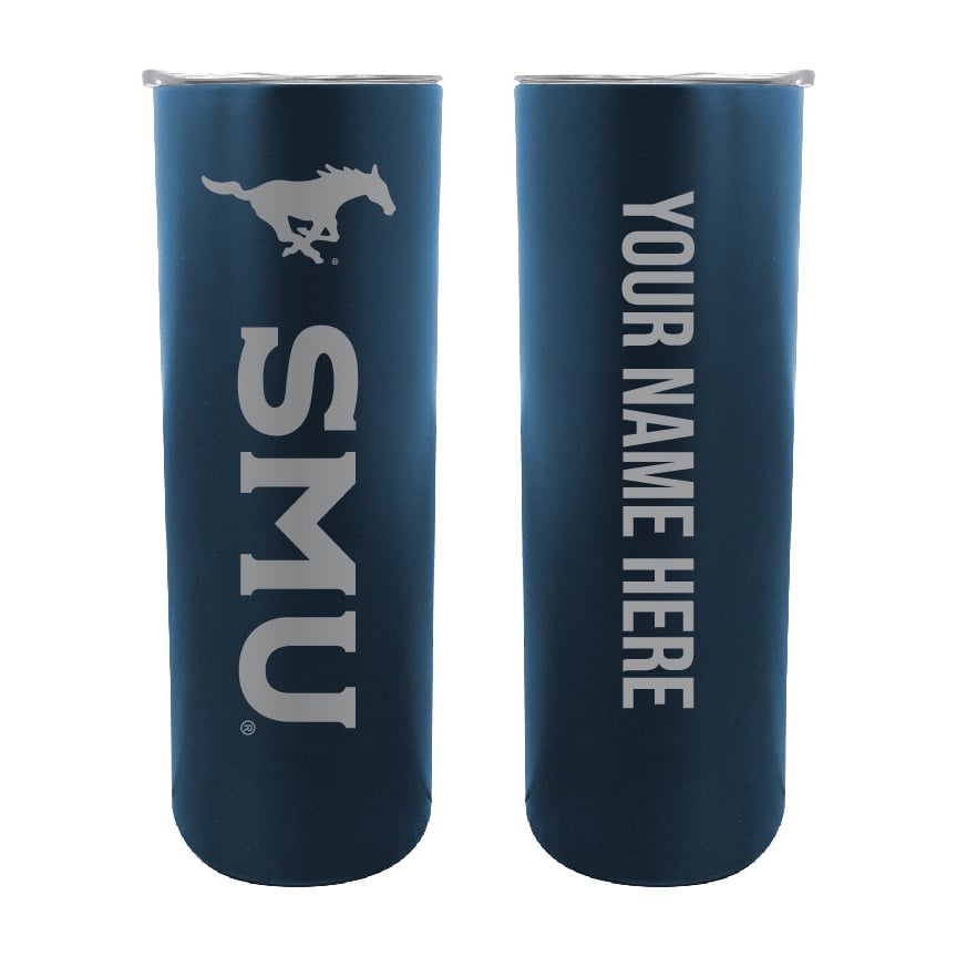Southern Methodist University Etched Custom NCAA Skinny Tumbler - 20oz Personalized Stainless Steel Insulated Mug Image 1