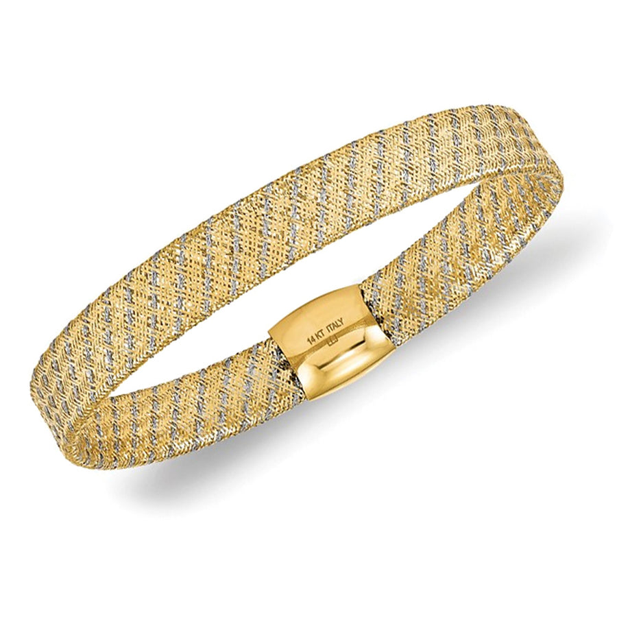 14K Yellow and White Gold Stretch Bangle Bracelet Image 1