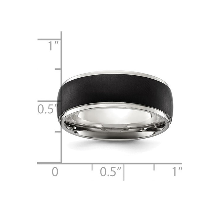 Mens Titanium Brushed Black Plated Band Ring (8mm) Image 3