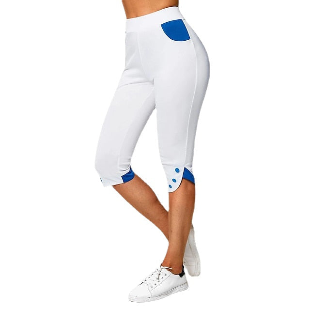 Womens Mid Waist Sporty Athleisure Yoga Capri Shorts Image 1