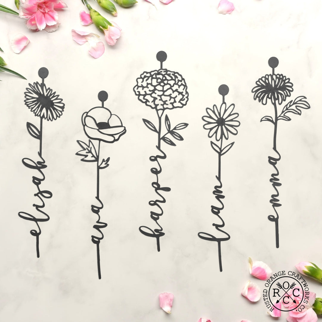 Birth Month Flowers - 3 pack - Family Name Sign Image 4