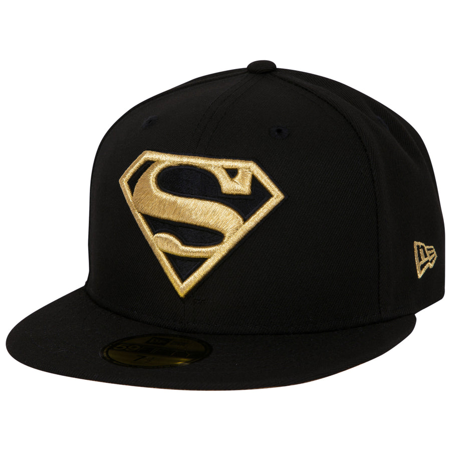 Superman Gold Logo Black Colorway  Era 59Fifty Fitted Hat Image 1