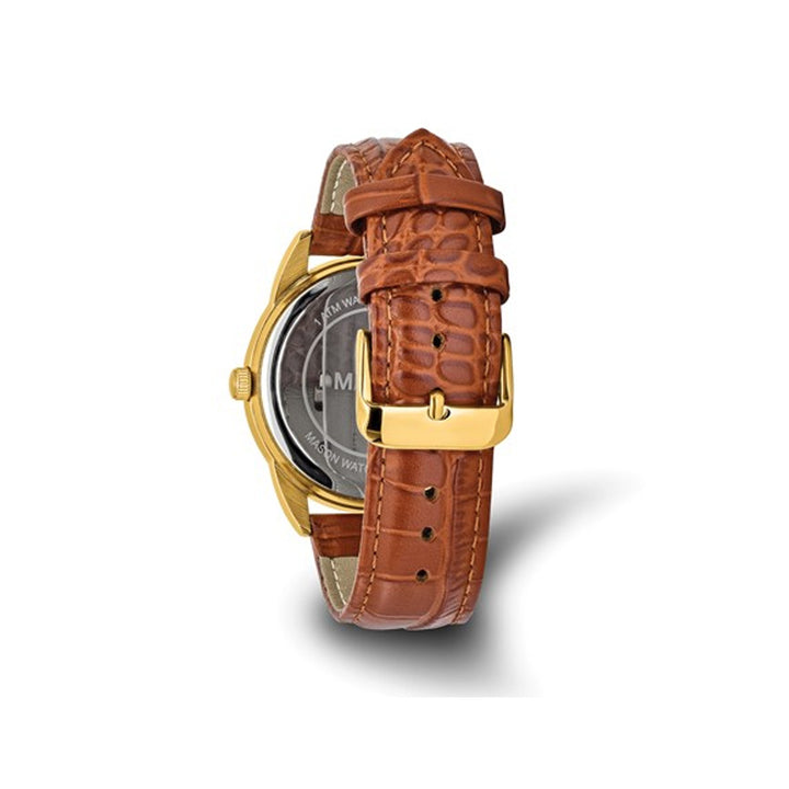 Mason Sales Stainless Steel Watch with Brown Leather Band Image 4