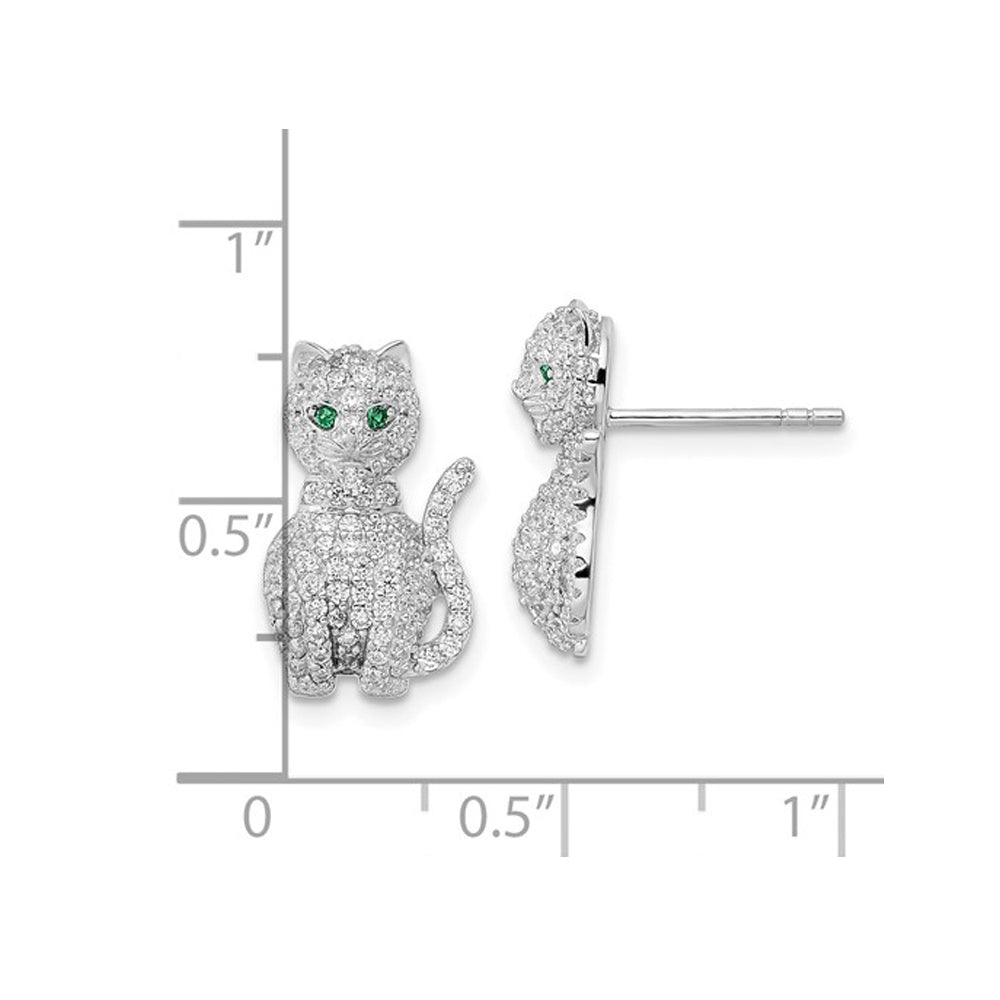 Sterling Silver Cat Earrings with Cubic Zirconia (CZ)s Image 2