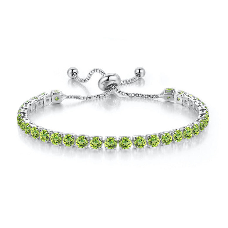 10k White Gold 6 Cttw Created Peridot Round Adjustable Tennis Plated Bracelet Image 1
