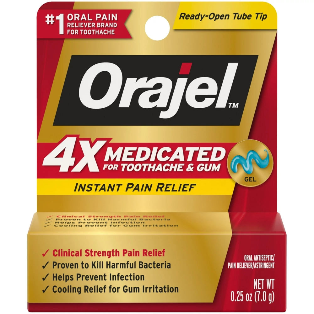 (3 pack) Orajel 4X Medicated For Toothache and GumInstant Pain Relief Gel0.25oz Image 2