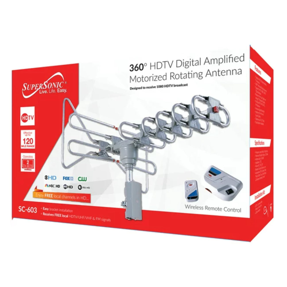 Supersonic 360-Degree HDTV Digital Amplified Motorized Antenna with Remote ControlSupports 2 TV Sets (SC-603) Image 2