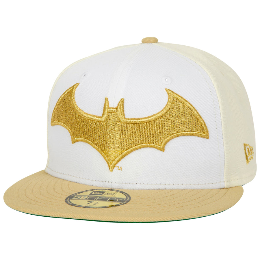 Batman Logo White Gold  Era 59Fifty Fitted Hat Image 1