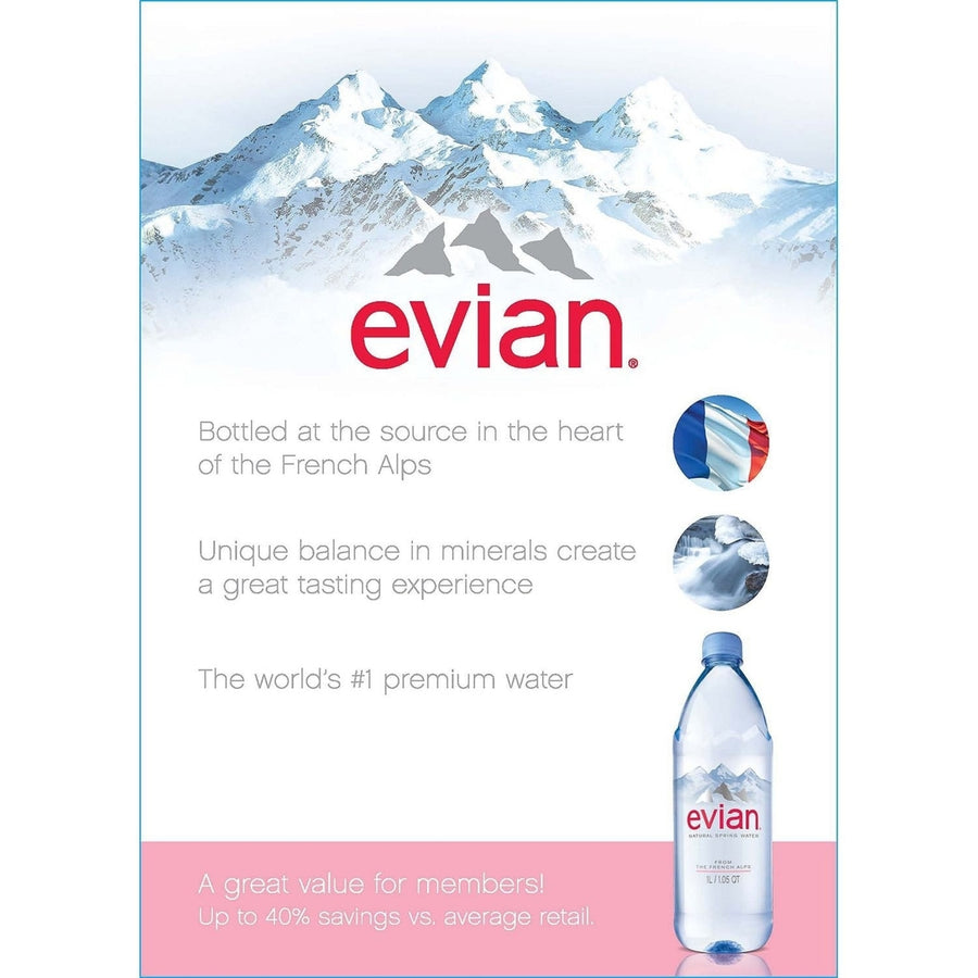 Evian Natural Spring Water (1L12 pk.) Image 1