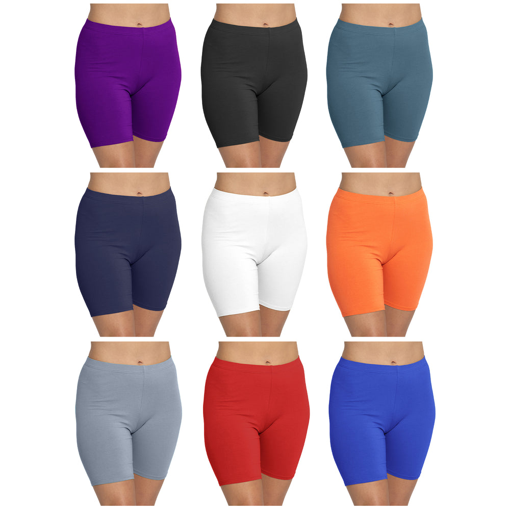 4-Pack Womens Low Rise Biker Bermuda Shorts Leggings For Workout Gym Yoga Running Soft Tummy Control Stretchy Comfy Image 2