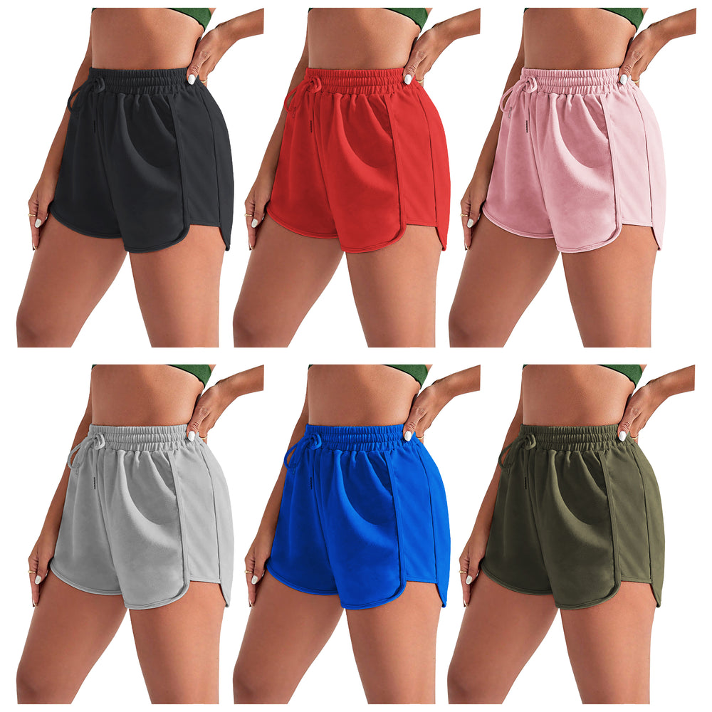 3-Pack Womens High Waist Active Running Shorts Elastic Sporty Workout Bottoms Quick Dry Athletic Performance Image 2