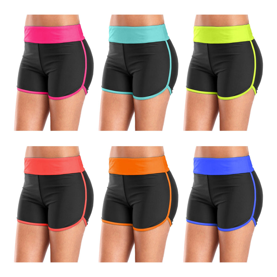 3-Pack Womens Yoga Shorts Soft Stretchy Active Dolphin Shorts Ladies Moisture-Wicking Quick-Dry Swim Running Gym Workout Image 1