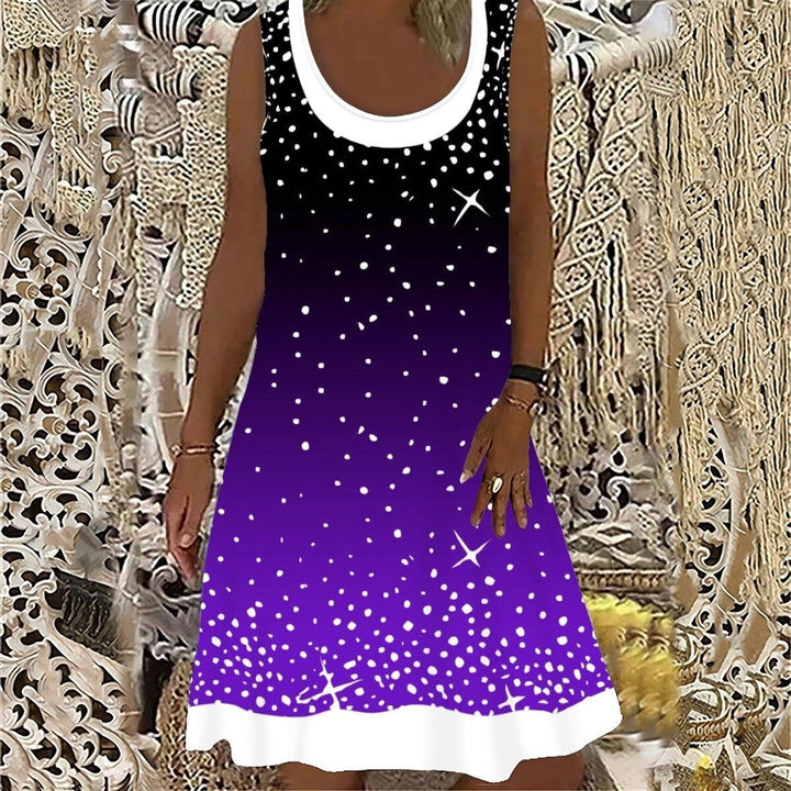 Summer  Fashion Womens Round Neck Tank Skirt Gradient Print Casual Plus Size Dress XXS-5XL Image 3