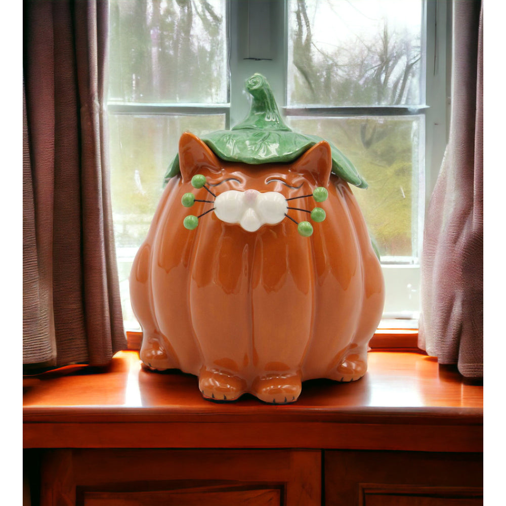 Ceramic  Pumpkin Cat Candy BoxHome DcorKitchen DcorFall DcorHalloween Dcor Image 2