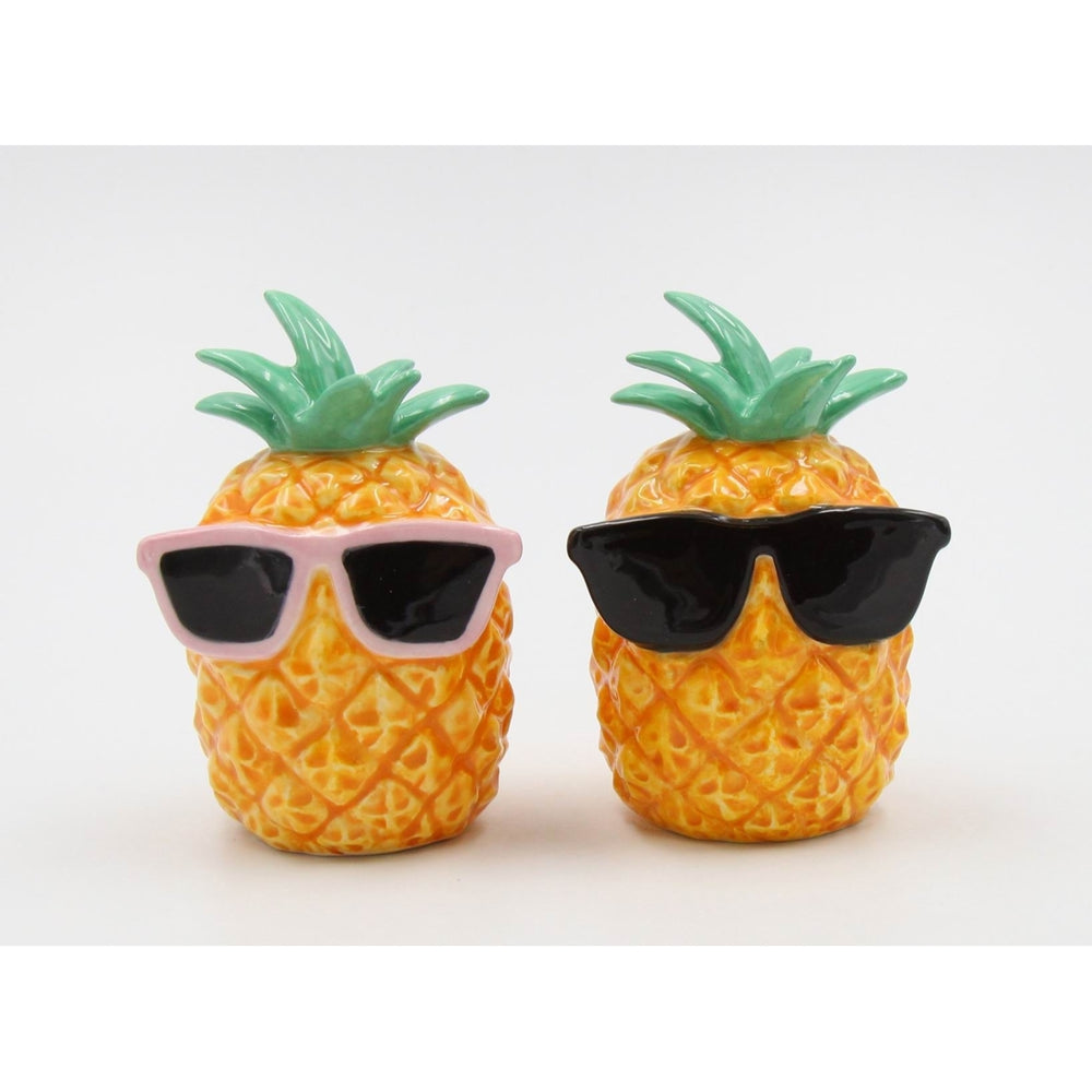 Ceramic Pineapples Wearing Sunglasses Salt and Pepper ShakersHome DcorKitchen Dcor Image 2