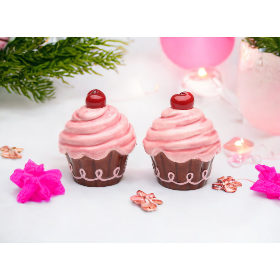 Ceramic Pink Cupcake Salt and Pepper ShakersHome DcorKitchen DcorBakery DcorCaf Dcor Image 1
