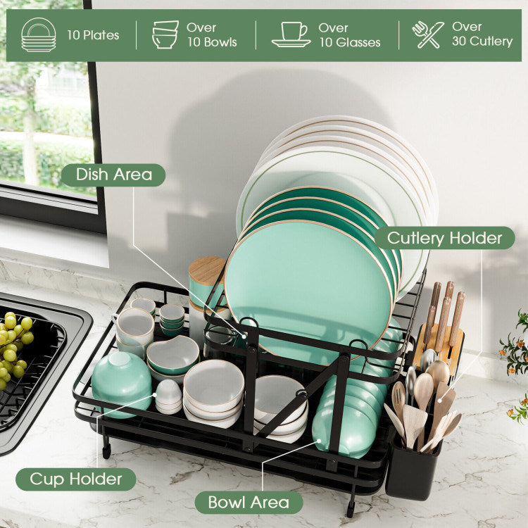 2-Tier Collapsible Dish Rack with Removable Drip Tray Image 2