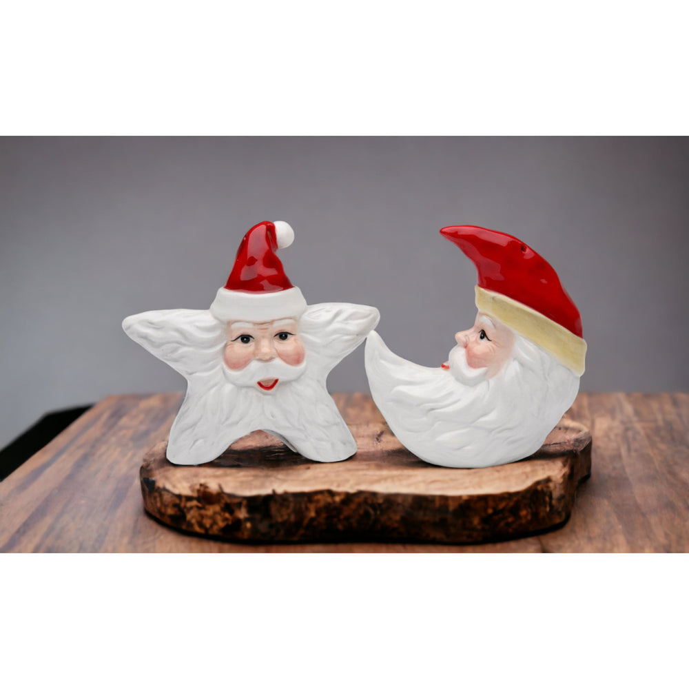 Ceramic Christmas Star and Moon Santa Salt and Pepper ShakersHome DcorKitchen DcorChristmas Dcor Image 2