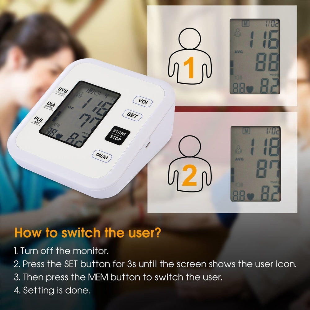 Arm Blood Pressure Monitor with Adjustable Cuff (8.7in-12.6in) Irregular Heartbeat Detector Image 2