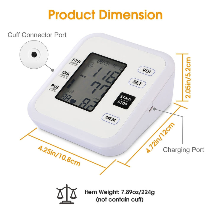 Arm Blood Pressure Monitor with Adjustable Cuff (8.7in-12.6in) Irregular Heartbeat Detector Image 11