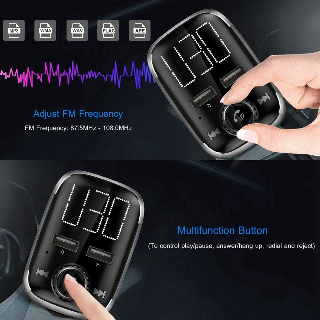 Car Wireless FM Transmitter Dual USB Charger Hand-Free Call MP3 Player Kit AUX Input Image 6