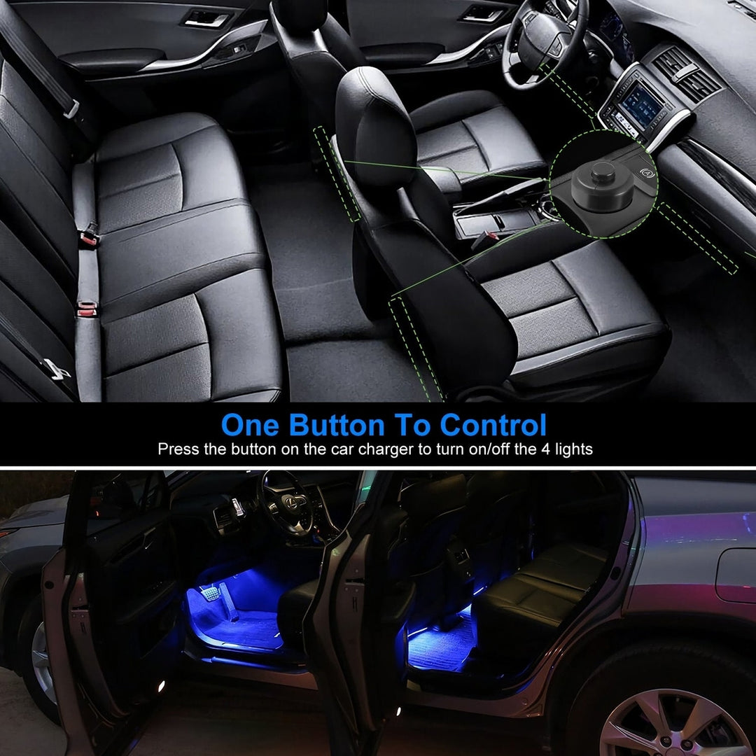 4Pcs Car Interior LED Atmosphere Light Car Charge Decorative Lamp DC 12V Blue Light Image 7