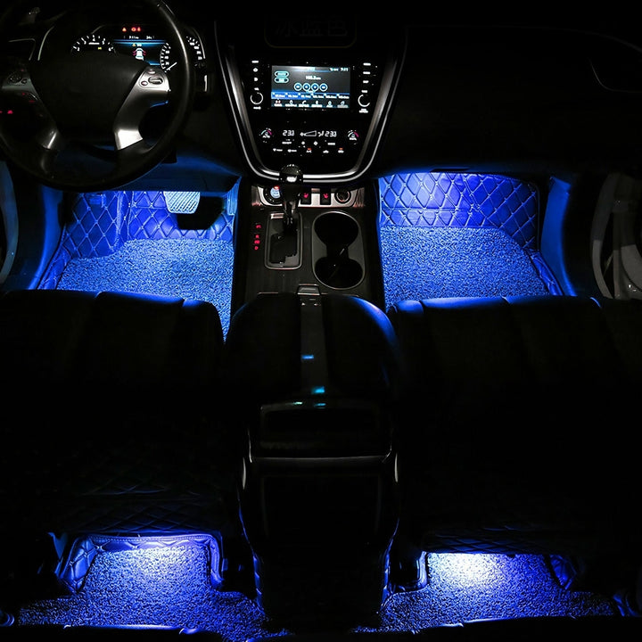 4Pcs Car Interior LED Atmosphere Light Car Charge Decorative Lamp DC 12V Blue Light Image 9