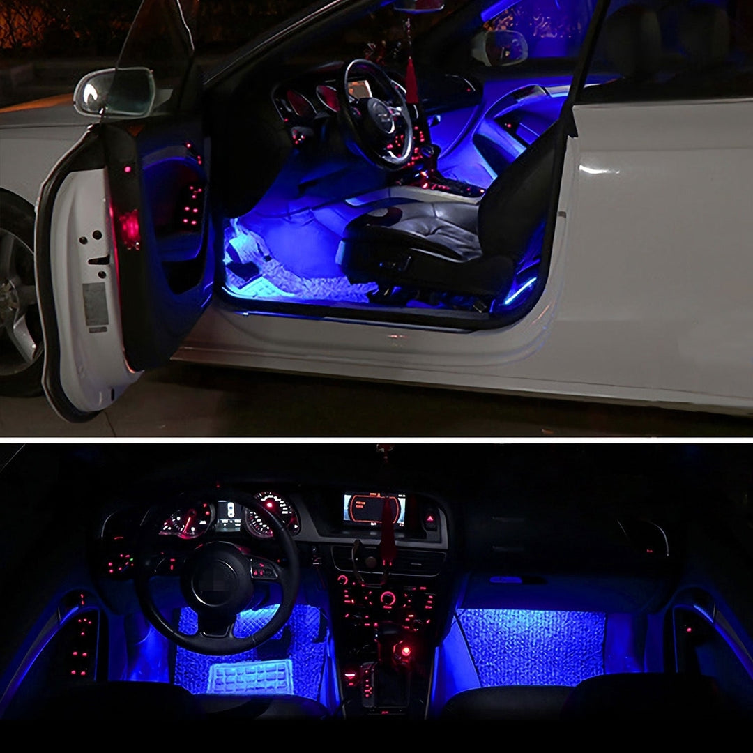 4Pcs Car Interior LED Atmosphere Light Car Charge Decorative Lamp DC 12V Blue Light Image 11